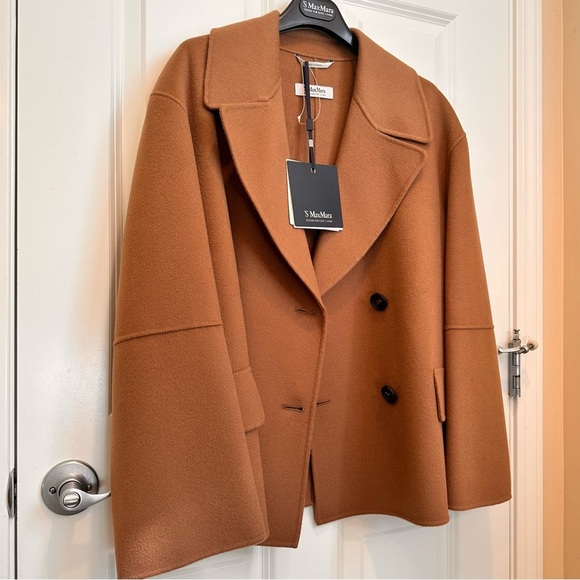 Retail$ 1,360 NWT 'S Max Mara Double Breasted Virgin Wool Pea Coat Sz:US8 - Picture 7 of 17